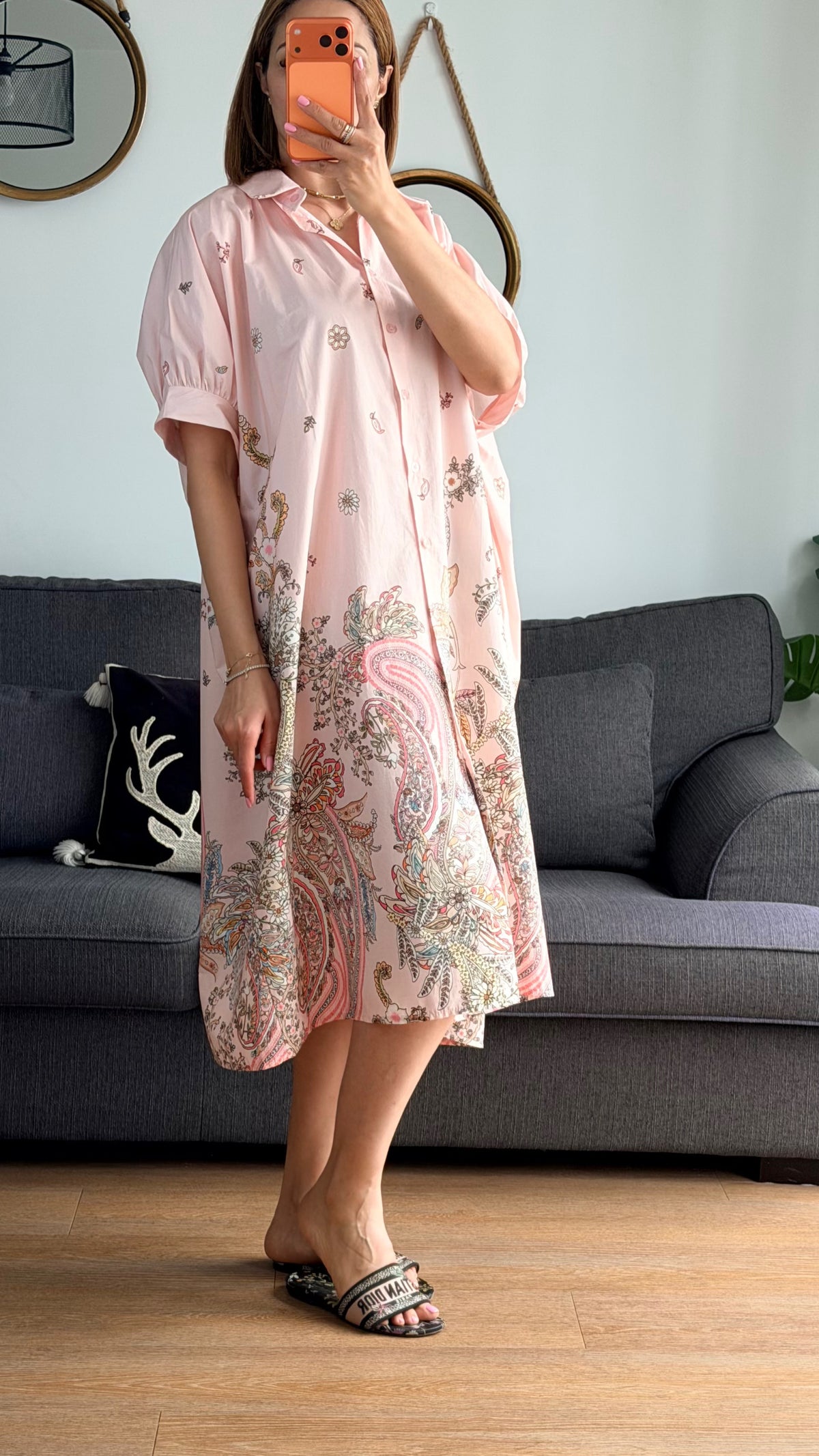 Robe Chemise Oversize Paisley – Rose