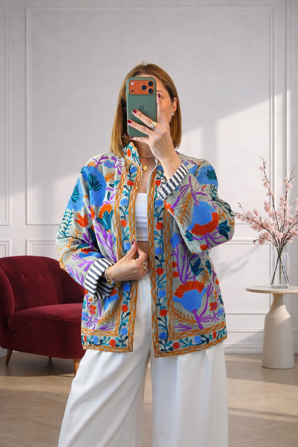 Veste brodée multicolore
