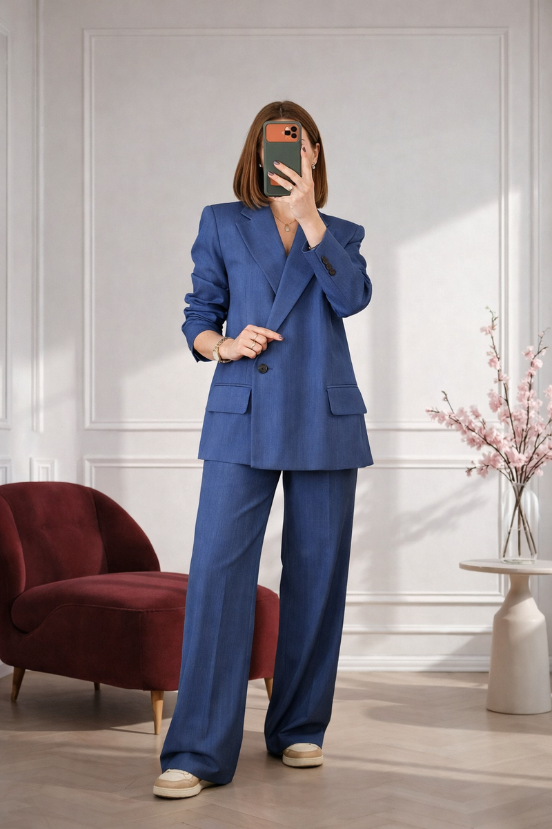 Ensemble tailleur bleu femme chic — ORÉ Paris