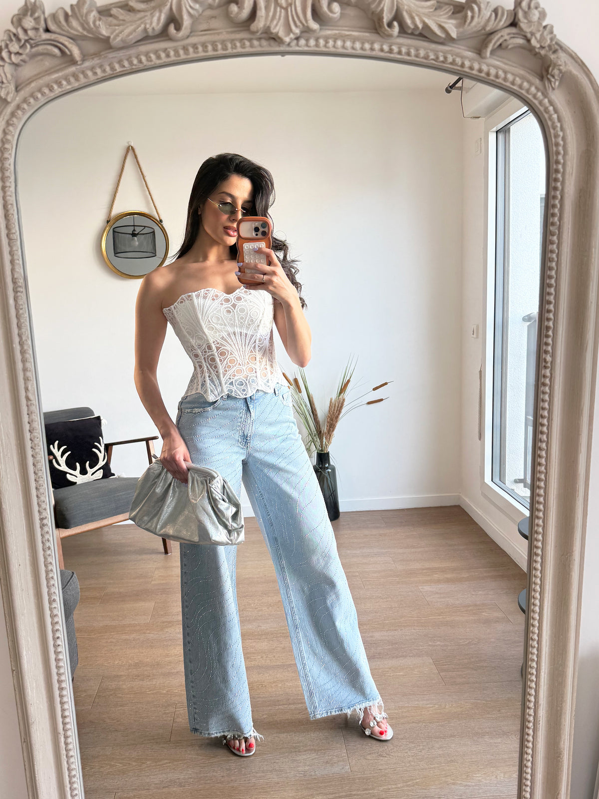 Corset Bustier Blanc Dentelle Ajourée