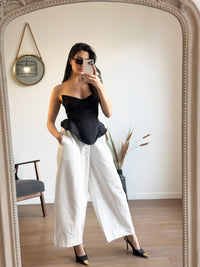 Corset Bustier Noir Satiné Structuré