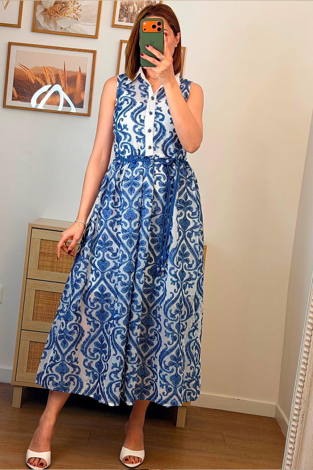 Robe imprimée bleu & blanc