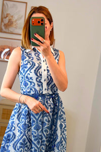 Robe imprimée bleu & blanc