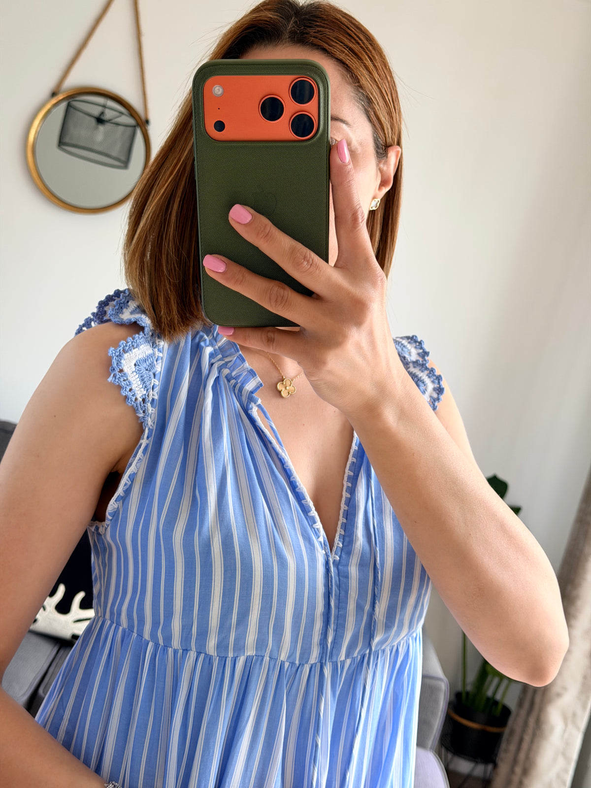 Robe Longue Rayée Bleu Ciel
