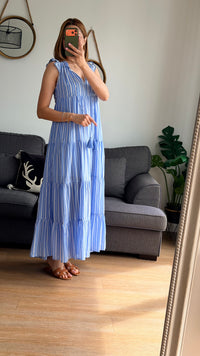 Robe Longue Rayée Bleu Ciel