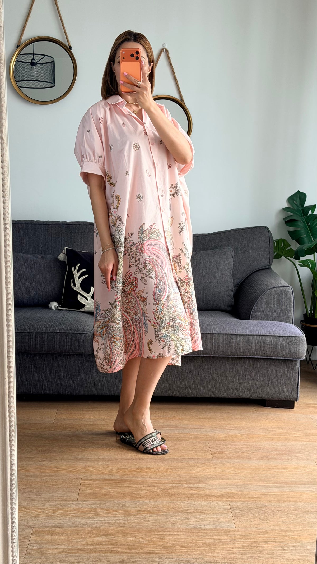 Robe Chemise Oversize Paisley – Rose