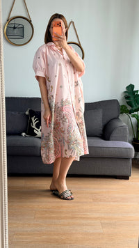 Robe Chemise Oversize Paisley – Rose
