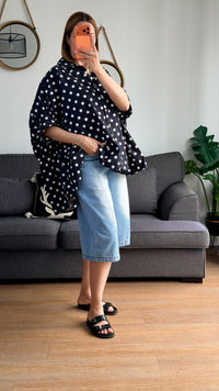Chemise Oversize à Pois – Noir