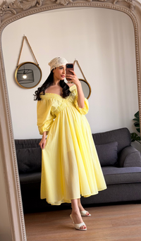 Robe longue vichy – Jaune pastel