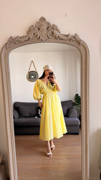Robe longue vichy – Jaune pastel