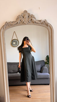 Robe midi à pois – Noir