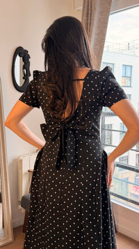 Robe midi à pois – Noir
