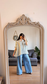 Chemise oversize à pois – Blanc