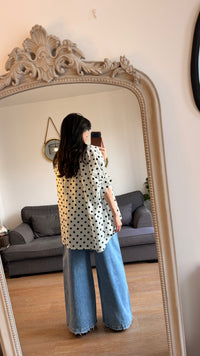 Chemise oversize à pois – Blanc
