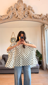 Chemise oversize à pois – Blanc