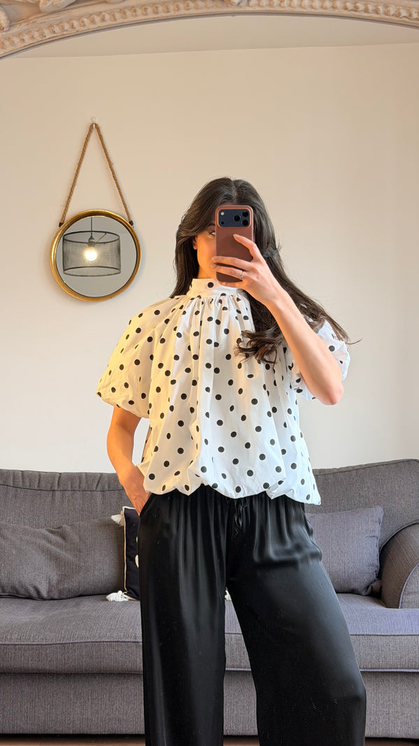 Pantalon noir fluide effet soie