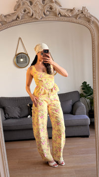 Ensemble floral jaune – Top & pantalon