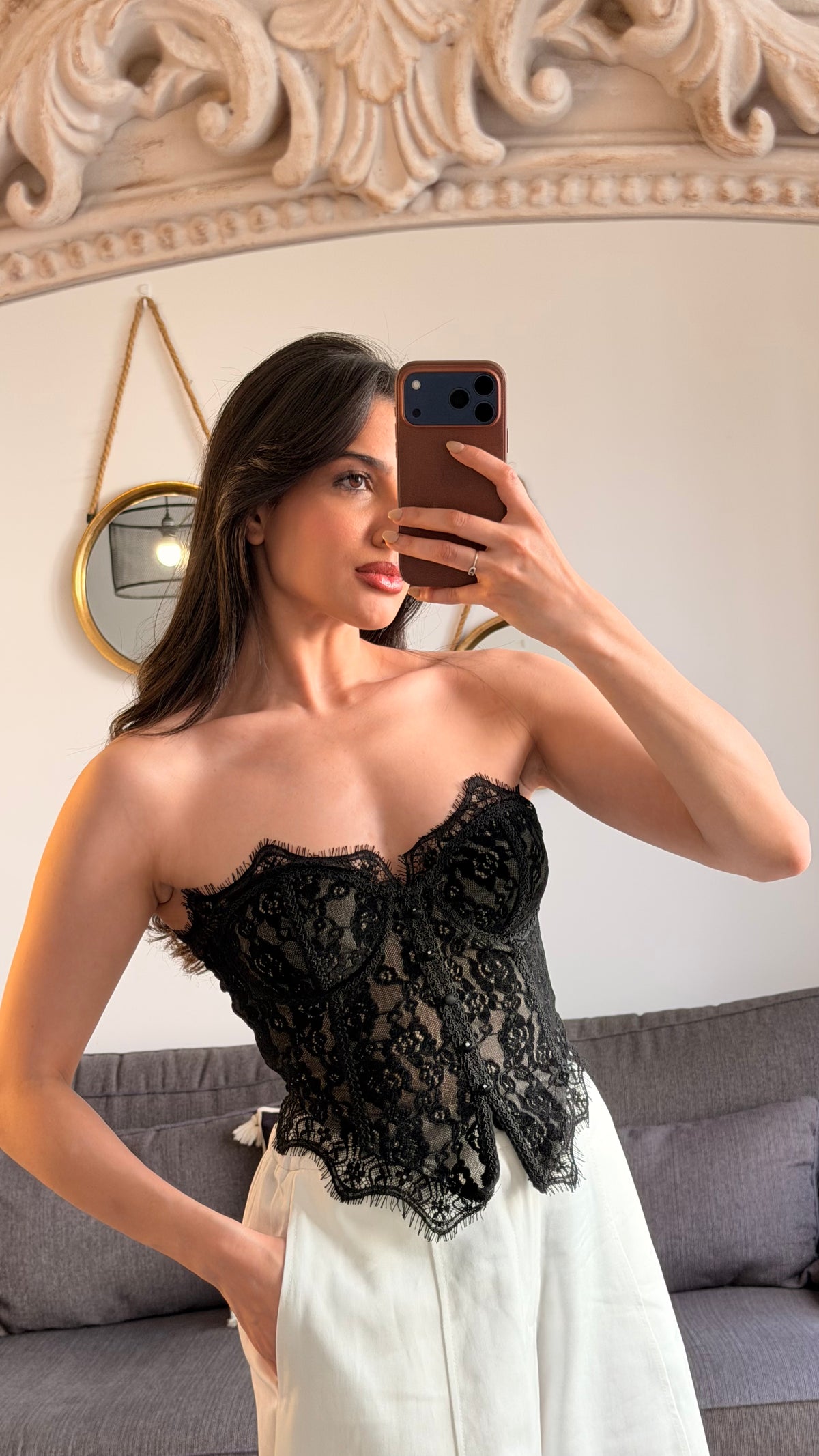 Bustier en dentelle – Noir