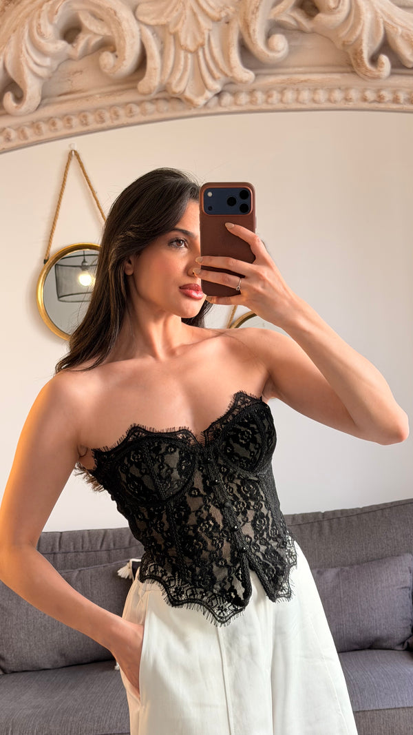 Bustier en dentelle – Noir