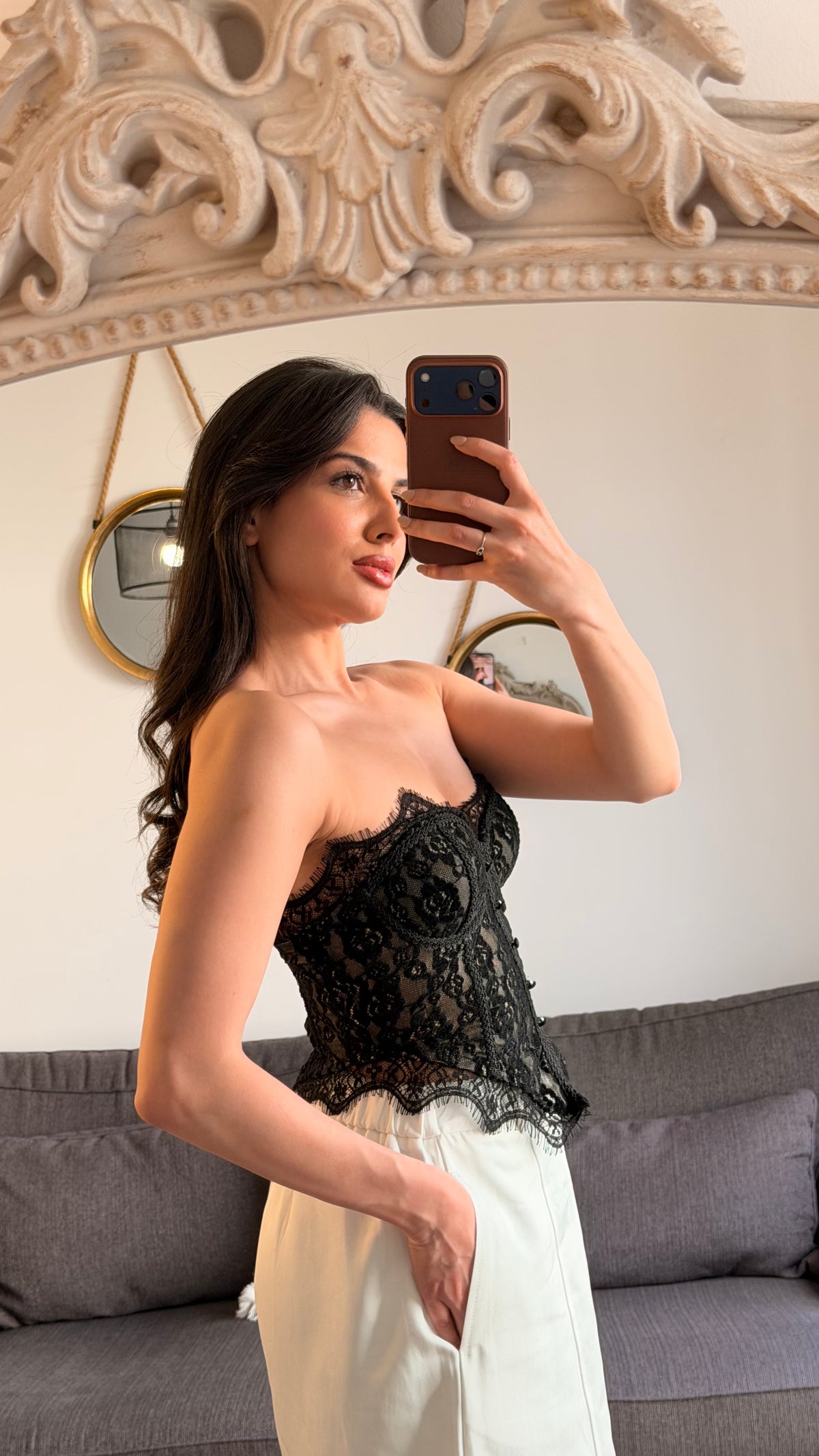 Bustier en dentelle – Noir
