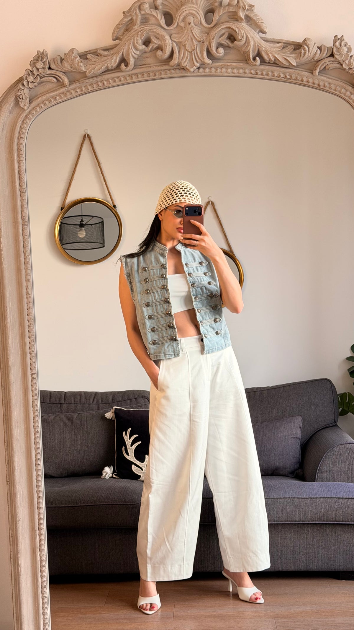 Veste Sans Manches en Jean Bleu Clair