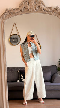 Veste Sans Manches en Jean Bleu Clair