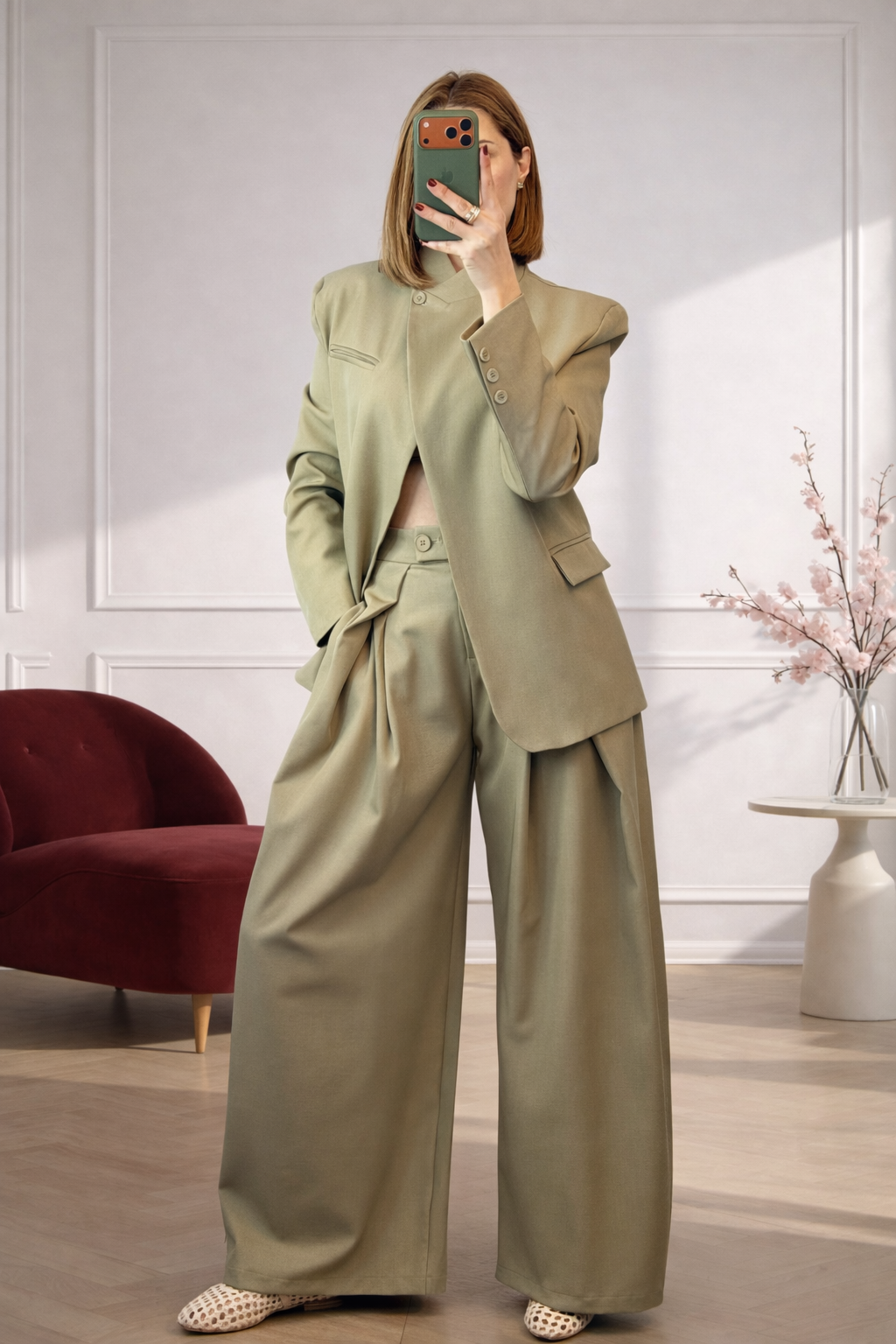 Pantalon large kaki