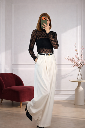 Top dentelle noir transparent sans brassière
